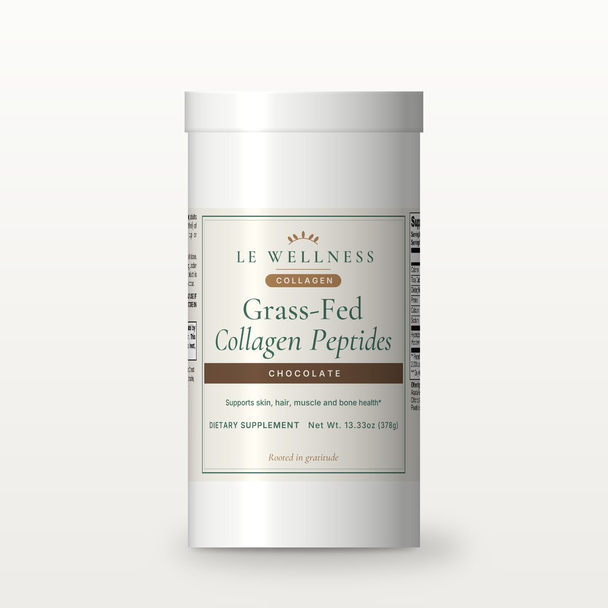 Le Wellness Grass-Fed Collagen Peptides Powder (Chocolate) canister, front label