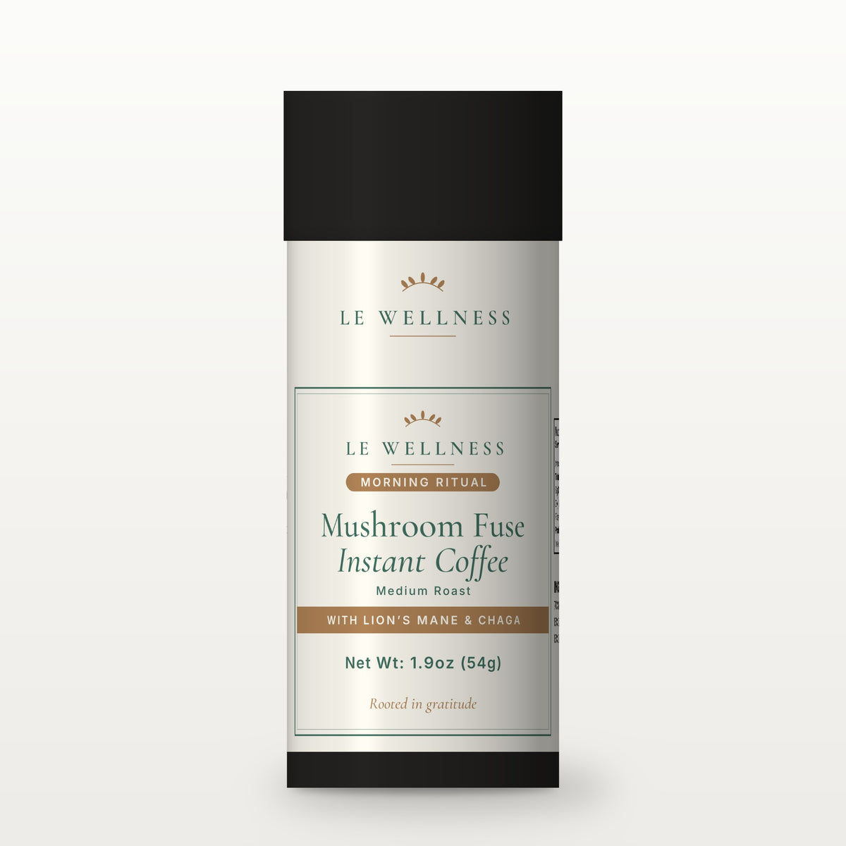 Le Wellness Mushroom Fuse Instant Coffee (Medium Roast) tube, front label