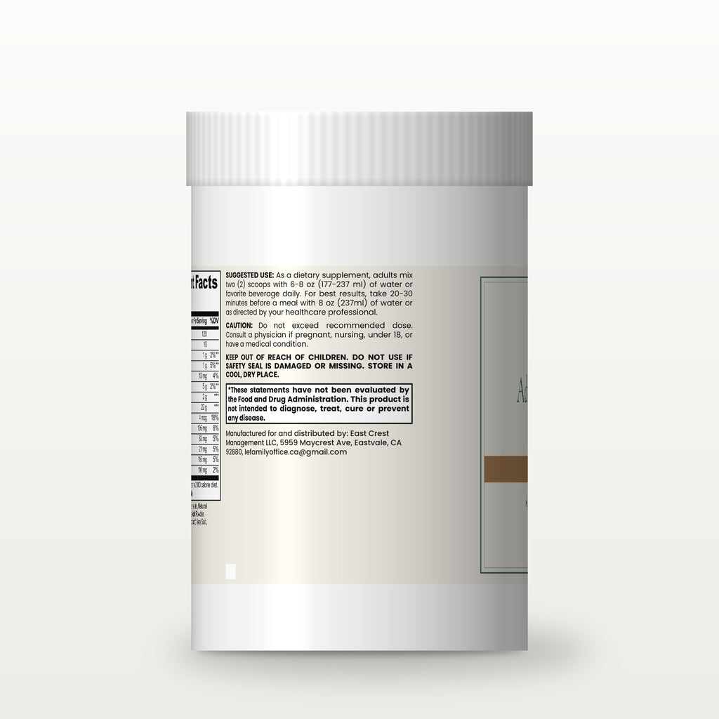 Le Wellness Advanced 100% Whey Protein Isolate (Vanilla) tub, side label with suggested use and cautions
