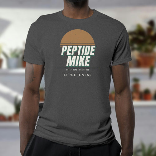 Peptide Mike Tee – 80s Gym Poster, Dark Grey Heather
