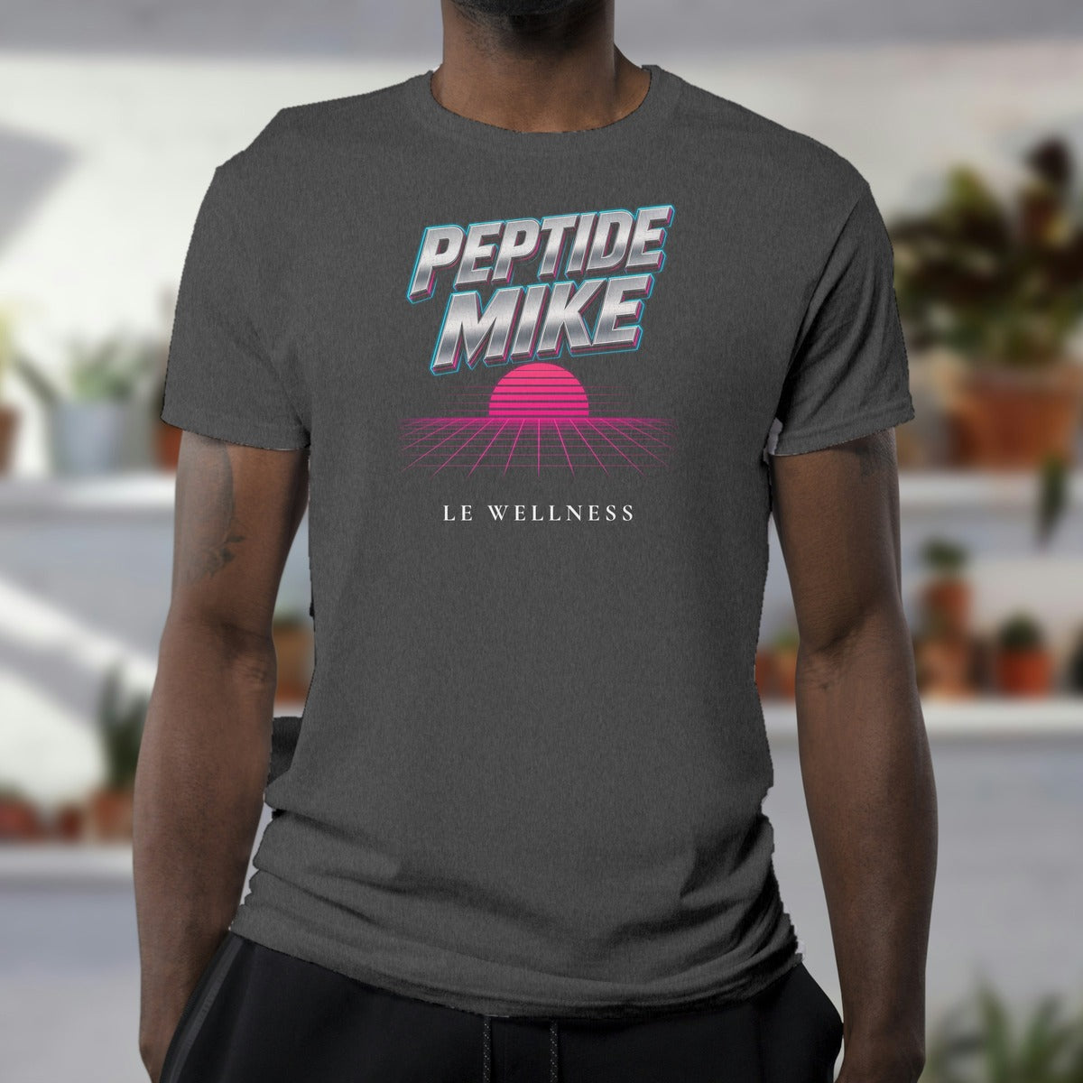 Peptide Mike Tee – 80s Neon, Dark Grey Heather